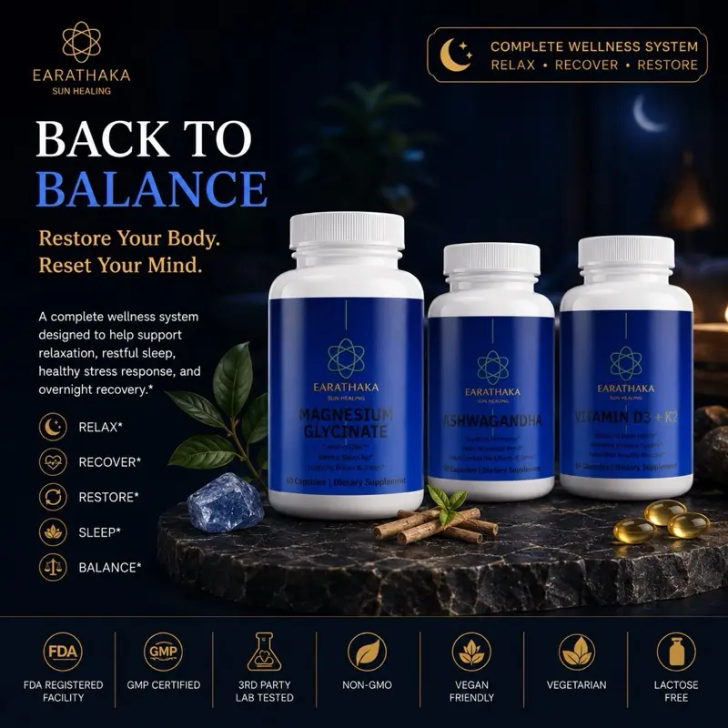 Back to Balance | Sleep, Stress & Recovery System | Magnesium Glycinate, Ashwagandha & Vitamin D3 + K2