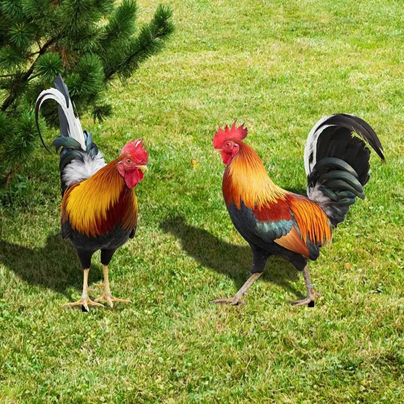 Garden Rooster Statue Chicken Sculpture For Yard Decor Weatherproof Hen Figurine