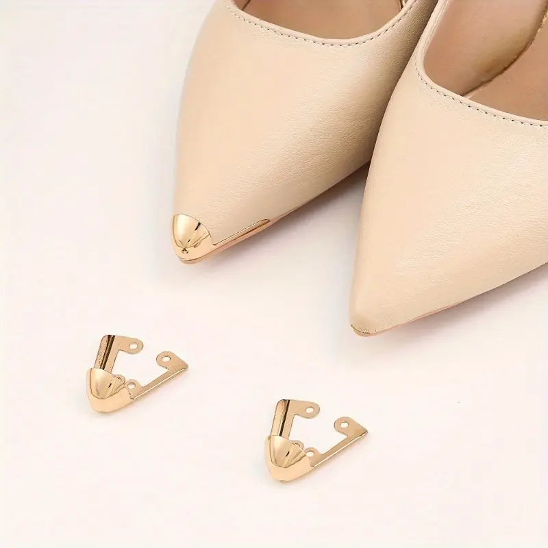 2pcs Durable Metal Protective Shoe Toe Caps | Anti-Kick Concealment Decorative Cover for High Heels, Three Colors for Choice