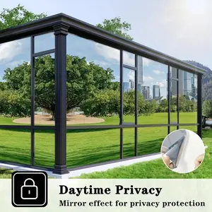 One Way Privacy Film, Window Tint for Home, Window Privacy Films, Mirror Vinyl Roll Heat Control Anti UV Static Cling Sliding Door Coverings No Glue Garage Solar Paper (15.75Inch×3.28Feet)