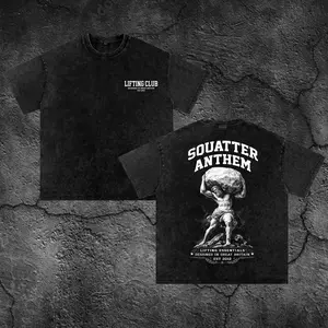 Lifting Club - Squatter Anthem Gym Oversized Washed T-shirt, Gym Apparel, Workout Wear, Training Men's Top, Aesthetic Shirt, Discipline, Strength, Focus