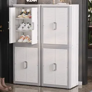NLDD Luxury Style No Assembly Foldable Shoe Cabinet with Wheels, 3-Level Adjustable Shelves, Double Sealed Door Foldable Shoe Rack, Moisture Dust Bug Proof for Entryway