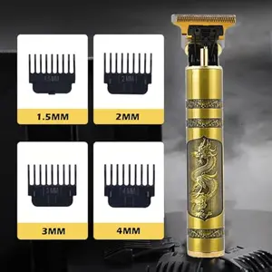 Professional Zero Gapped T-Blade Hair Clippers, Cordless Rechargeable Beard Trimmer Shaver for Men, Precision Edge Lining Hair Cutting Kit with Guide Combs, Unique Dragon Design