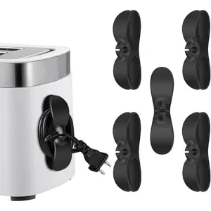 5 Pack Cord Organizer for Kitchen Appliances,  Adhesive Wrap Wire Management  Holder for Mixer, Blender, Coffee Maker,  Cooker and Air Fryer (Black)
