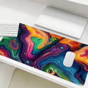 Abstract Art Design Mouse Pad, Rectangle Gaming Mouse Pad, Non-Slip Rubber Base Stitched Edge Desk Pad for Home Office Game Room