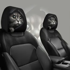 Cute Cat Print Car Headrest Covers, Car Seat Decorative, Universal Fit, Washable, Easy Install, Comfortable Drive, Fits Sedan Truck Suv, 2pcs Set