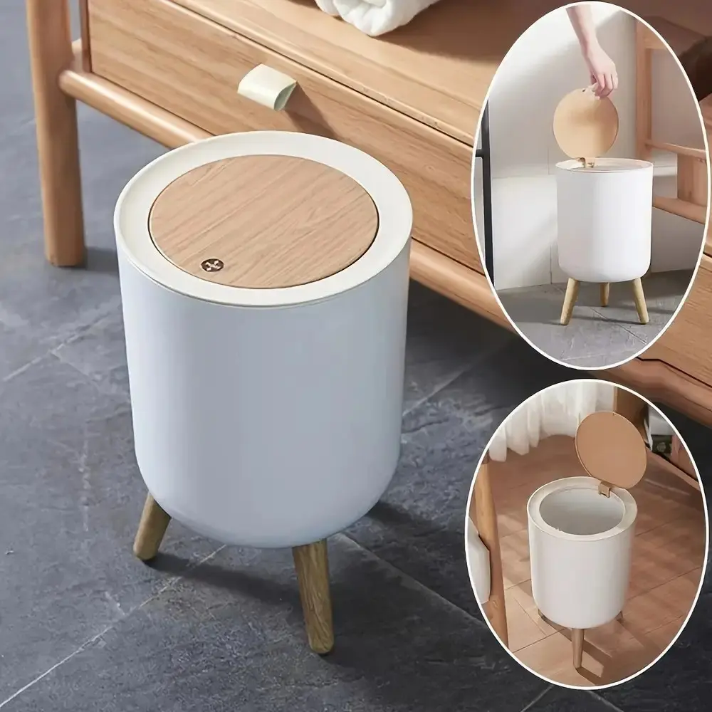High-Style Trash Can for Living Room, Kitchen, Bedroom, Bedside Storage, Large Mouth Household Waste Bin, Kitchen Garbage Bin, 1pc Practical Organizer