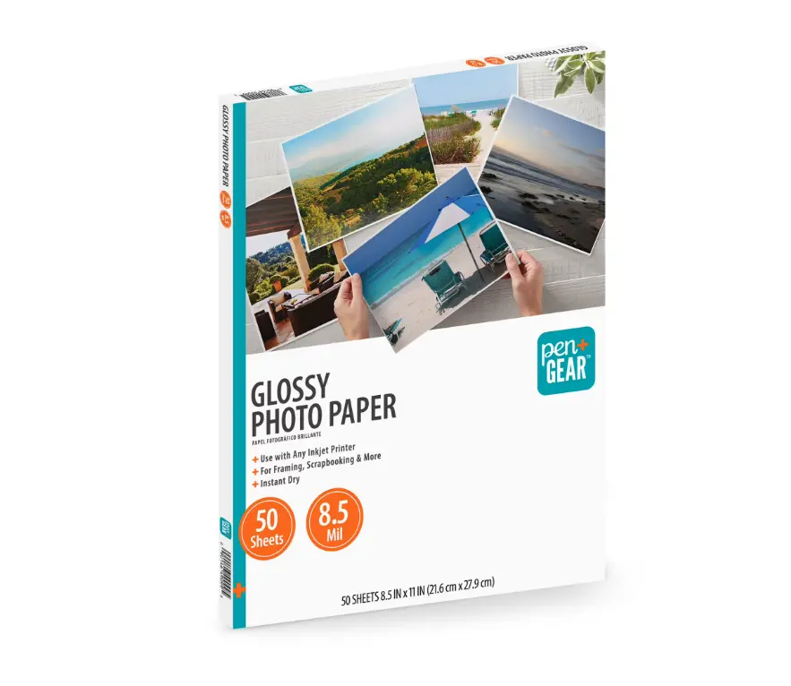 Glossy Photo Paper 8.5" x 11" 8.5 Mil 50 Sheets White No Warranty for Inkjet Printers Framing Scrapbooking