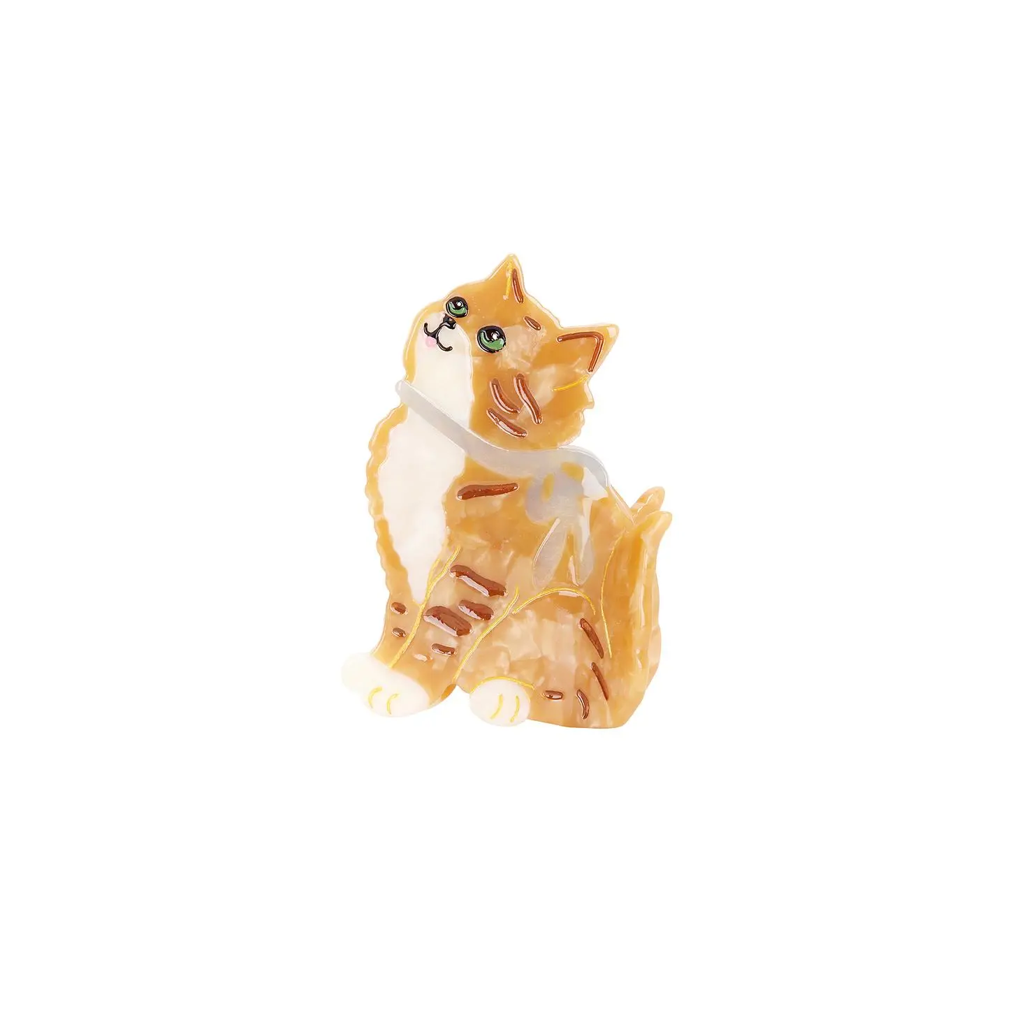 Kitten Style Animal-Shaped Hair Claw Clip - Solar Eclipse Themed, Hand-Painted Kyoto Art Details, Fashion Hair Accessory, Animal Shaped Hair Clips