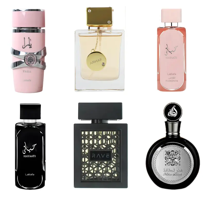 Lattafa Holiday Unisex Arab Perfume Multi-Pack - 6-Piece Fragrance Set Including Armaf CDN EDP 3.6fl.oz & Liquid Women's Fragrances (Fakhar, Rave Now, Yara, Hayaati Florence, Hayaati) 3.4fl.oz Each