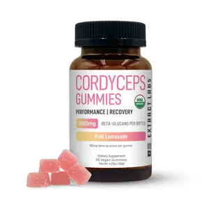 Organic Natural Cordyceps Functional Mushroom Gummies, Pink Lemonade Flavor, Health & Wellness Supplements for Performance, Recovery, Productivity & Energy