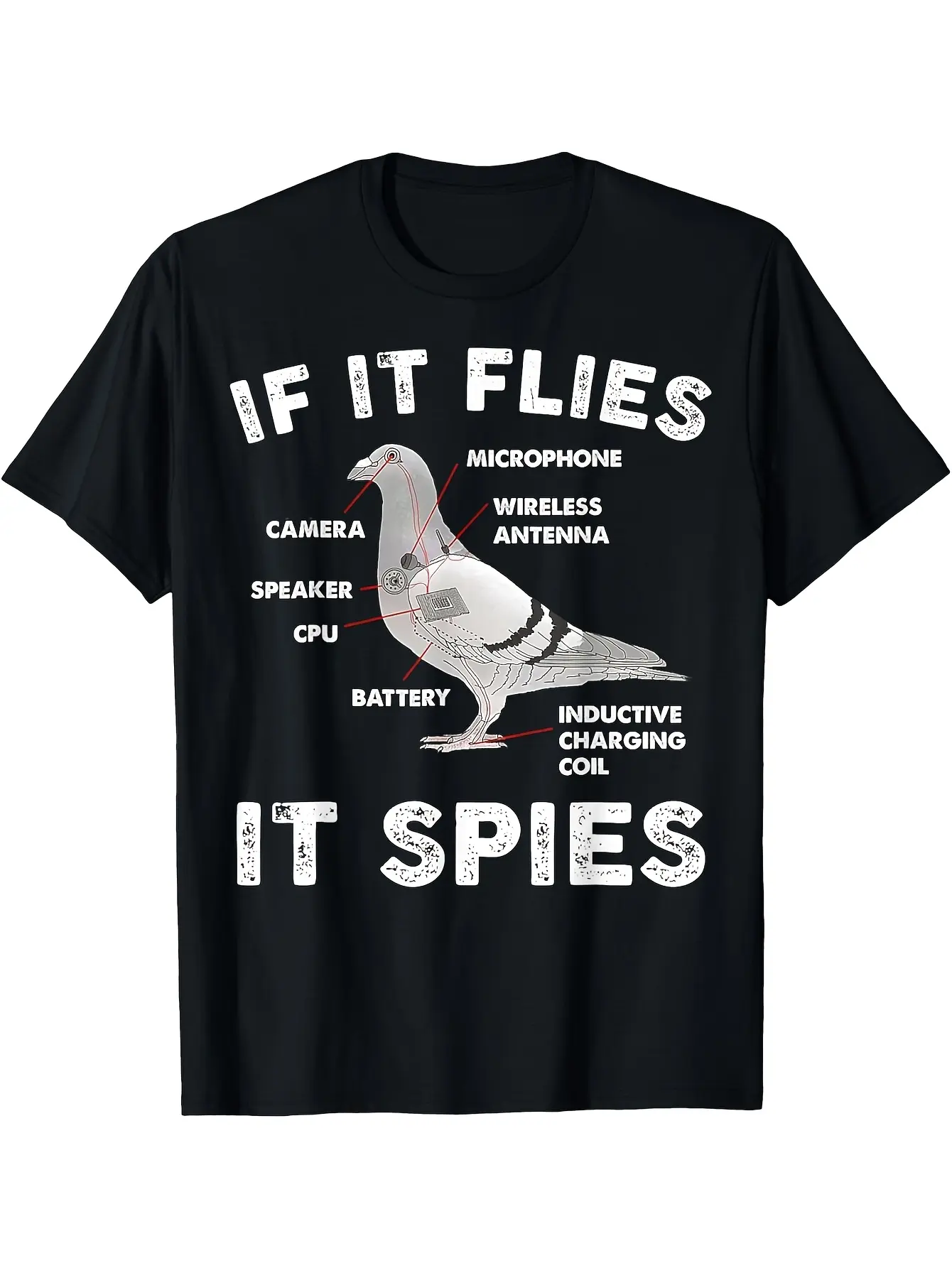 T-Shirt Featuring a Theory on Pigeon Anatomy for B unisex soft cotton short sleeve t shirt, vintage graphic casual tee for men women teens, perfect birthday holiday gift for camping travel gym daily street  wear