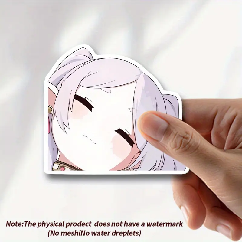 Chibi Style Anime Girl Car Stickers - Self-adhesive Vinyl Stickers Suitable for Laptops, Refrigerators, and Cars - Cute Pink Hair and Blue Eye Design, Vehicle Customization, Joke Design, Glossy Surface, Automotive Decoration
