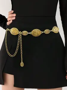 Women's Boho Metal Sculpture Waist Chain, Vintage Chains for Halloween, Casual Fashion Accessory for Dresses & Jeans, African Waist Jewelry, Body Jewelry