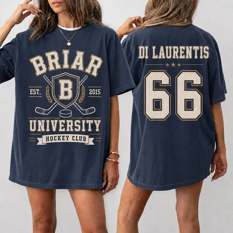 BRIAR U HOCKEY Club 66 T- Shirt - Off Campus Hockey Shirt Unisex Heavy Cotton Tee - Booktok