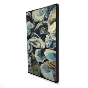 360 Stand Textured Look Marine Life Oyster Shells Framed Canvas Wall Art Decor, 24x48 in., Marine Brown Finish, 2081-4824-CO164 Home Supplies