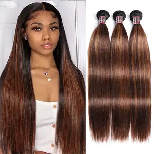 FB 30 Highlight Straight Human Hair Bundles Ombre Brown Bundles Human Hair Weave Extensions