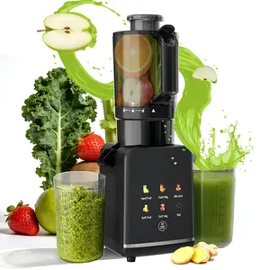 Kismile Cold Press Juicer Machine 4.4" Wide Feed Chute Slow Masticating Juicer for Whole Vegetables & Fruits High Juice Yield Easy to Assemble Clean One-touch Digital Color Control Panel