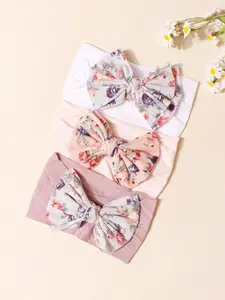 Floral Print Bow Decor Baby Hair Band, Cute Wide Band Hair Accessories for Baby Girls & Boys, Newborn Infant Kids Hair Accessories