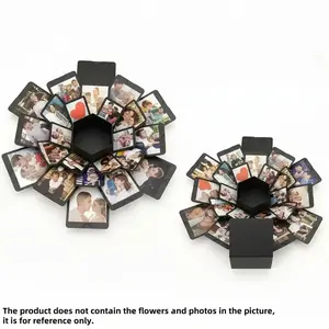 DIY Explosion Gift Box Bundle, 2pcs Black Paper Memory Scrapbook Albums for Holiday, Party, Christmas, New Year, Valentine's Day Gifts