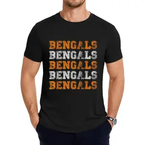 Menswear Vintage Retro Novelty Bengals Short-Sleeve Round Neck Casual Streetwear T-Shirt