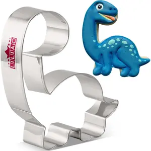 Brontosaurus Cookie  Cute Dinosaur Biscuit and Fondant Cutters for  - 3.7 x 4.1 inches - Stainless Steel