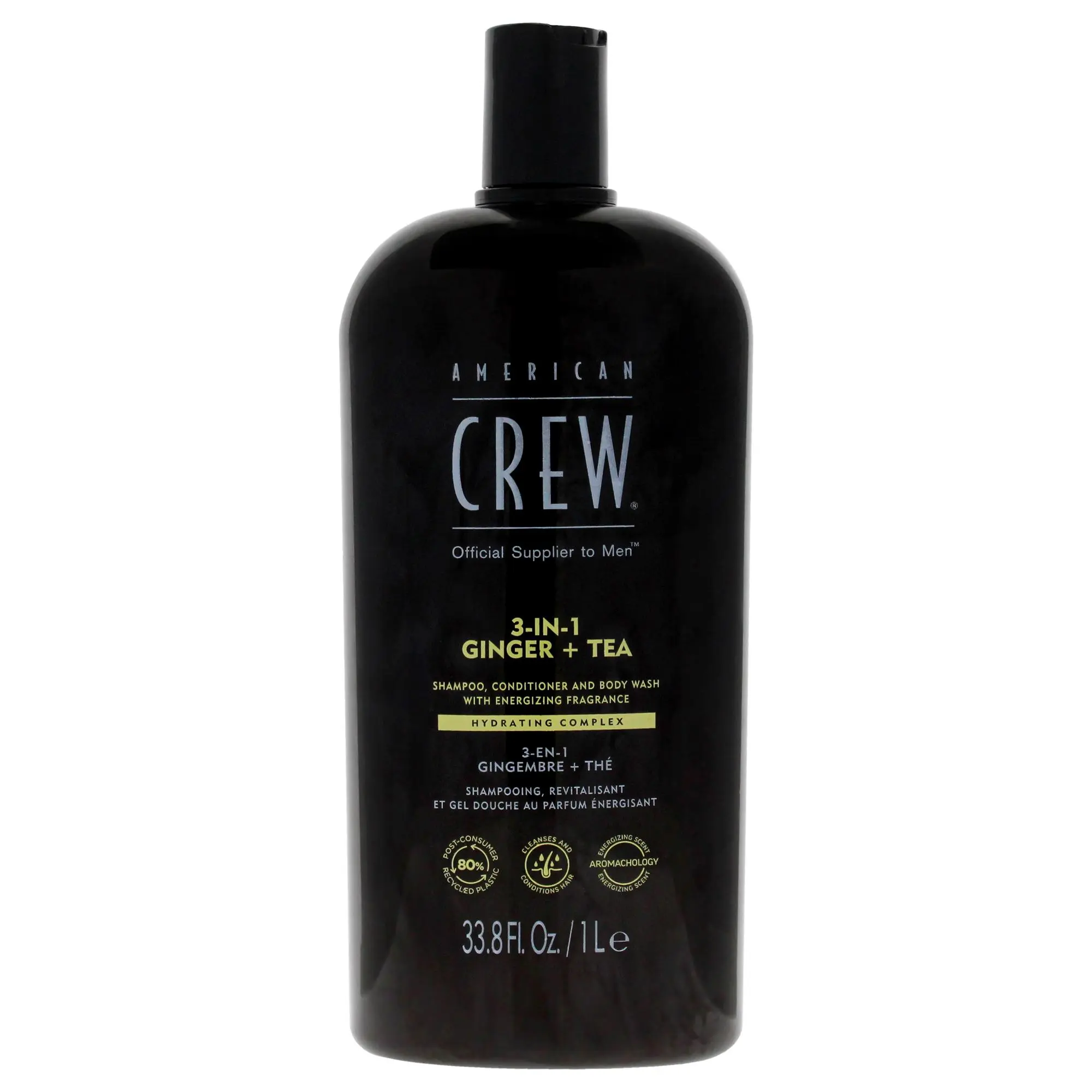 American Crew Men's 3-In-1 Ginger + Tea Hair & Skin Care - 33.8 oz Shampoo/Body Wash, Conditioner (Single Bottle)