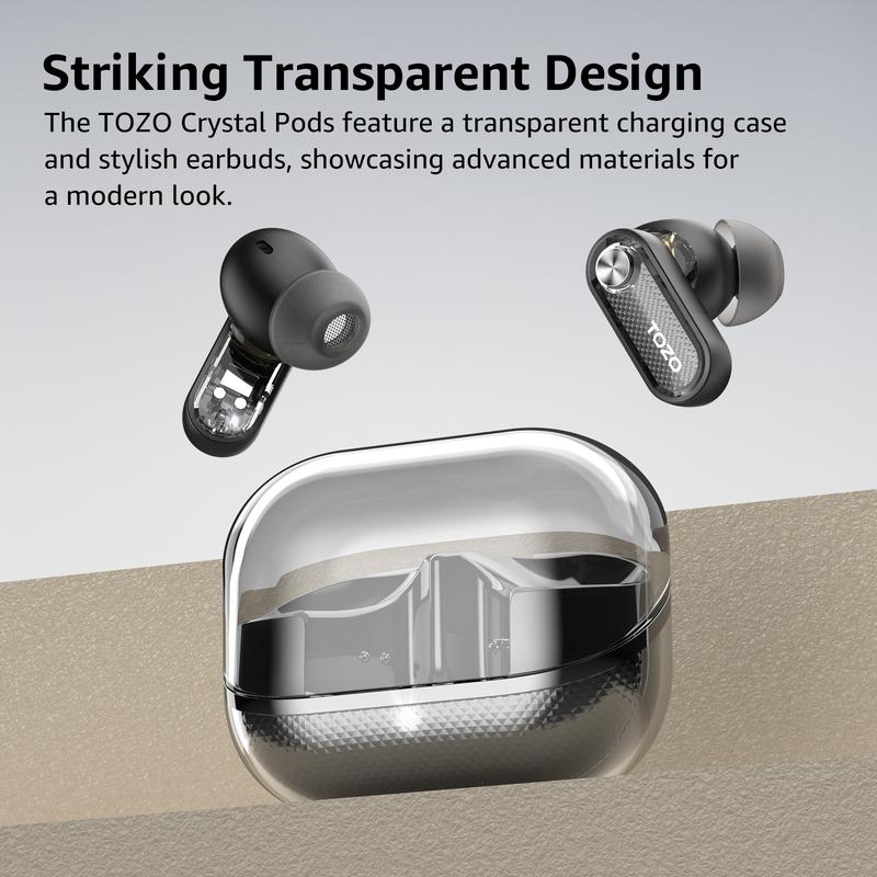 TOZO-Crystal Pods Hybrid Active Noise Cancelling Wireless Earbuds, Dual Mics ENC AI Clear Calls, Bluetooth 5.4 in Ear Headphones, 35H Long Playtime, IPX5 Waterproof Headset Black Charging Audio Electronic Connection Custom Stereo Chargeable TOZO-Crystal Pods Hybrid Active Noise Cancelling Wireless Earbuds, Dual Mics ENC AI Clear Calls, Bluetooth 5.4 in Ear Headphones, 35H Long Playtime, IPX5 Waterproof Headset Black Charging Audio Electronic Connection Custom Stereo Chargeable