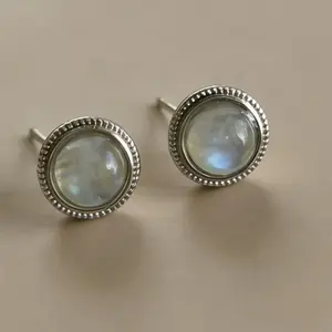 Amy&Jo moonstone earrings .sterling silver studs.