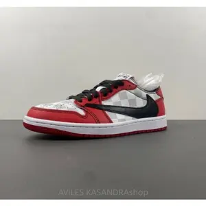 Co-branded classic, trendy, versatile, shock-absorbing, low-top, retro casual shoes in red for both men and women