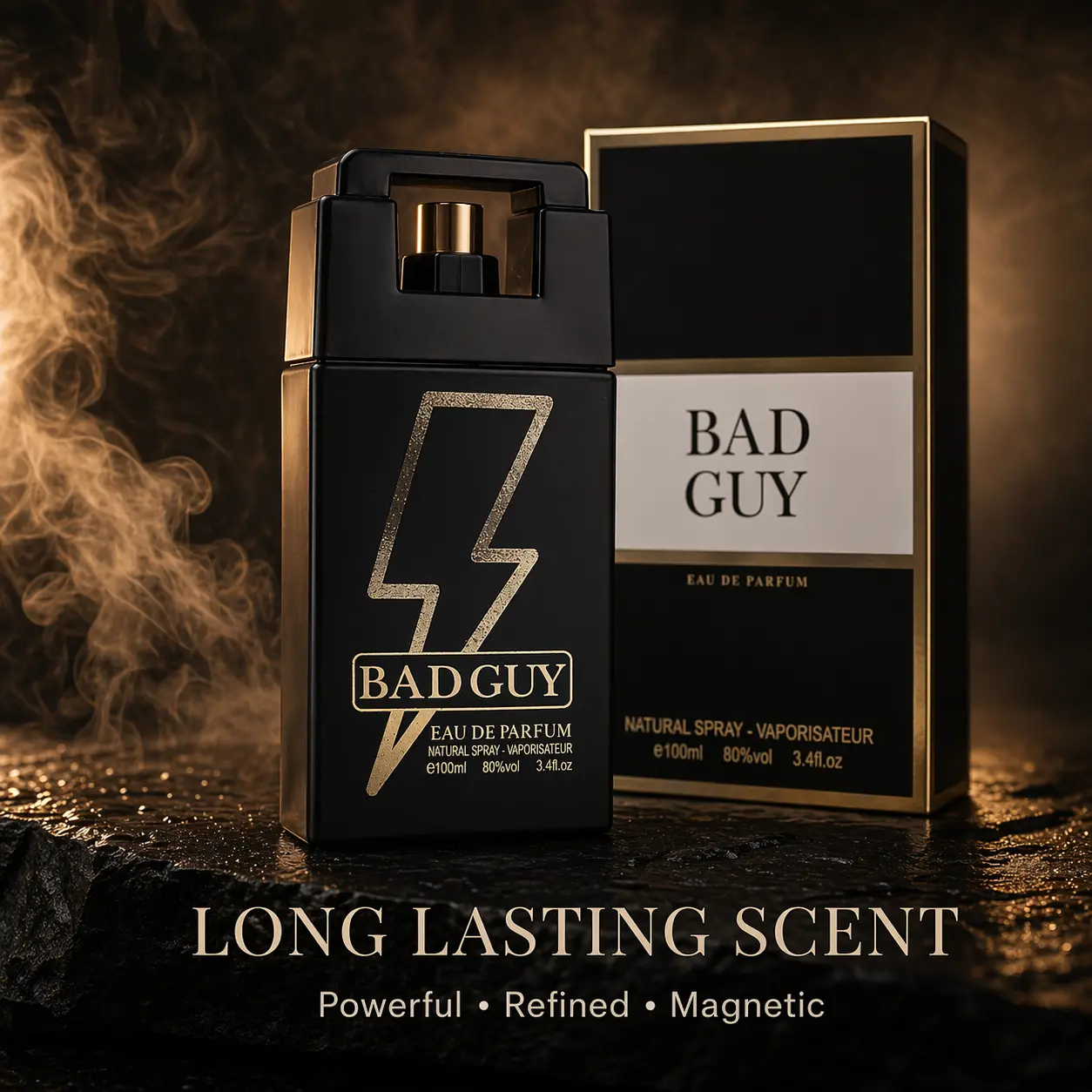 Bad Guy Eau De Parfum 3.4 oz - Refreshing Lemon Bergamot Star Anise Olive Blossom Guaiac Wood Scent for Daily Wear