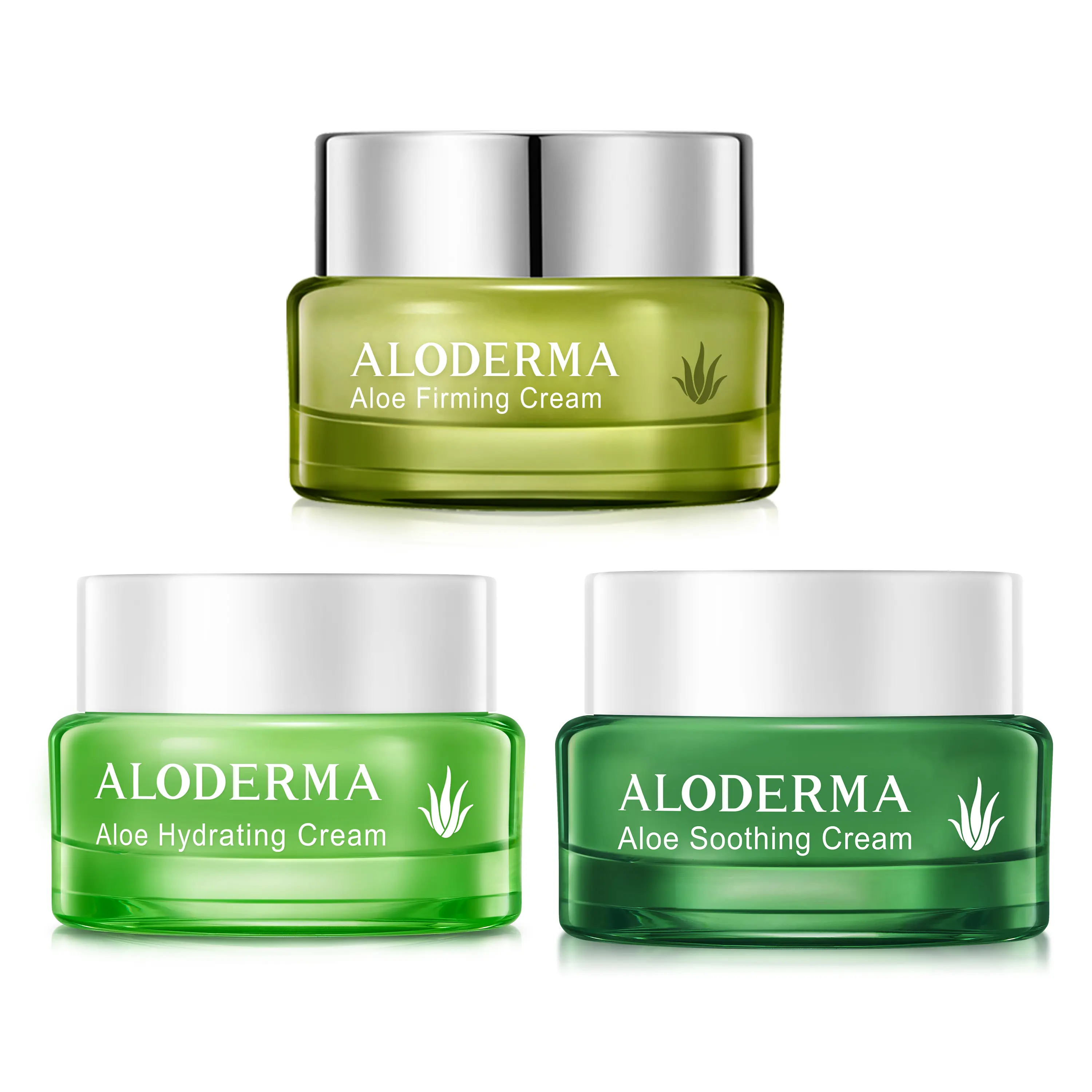 Aloderma Aloe Face Cream Set, 3 pieces - Hydrating Cream, Firming Cream, Soothing Cream
