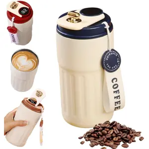 Travel Mug, 12oz Stainless Steel Vacuum Insulated Coffee Cup, Leak-Proof Tumbler for Hot & Cold Drinks(Smart Blue)