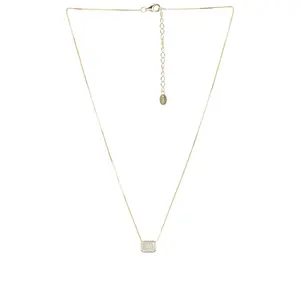 SHASHI Emerald Cut Bezel Necklace in Gold