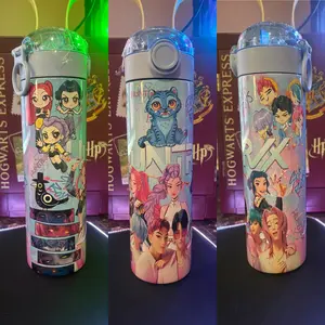 Huntrix and Saja Boys Water Bottle with Colorful Character Designs and Hogwarts Express Theme Perfect for Kids