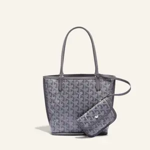 Pre-owned Goyard Anjou Mini Reversible Tote Bag, Grey Goyardine Canvas【2602436】