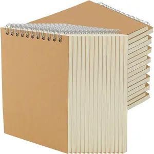 30 Pack A6 Spiral Sketch Book, 4x6 Inch Spiral Bound Drawing Pad, Small Blank Steno Pads Kraft Cover Spiral Notebook for Sketching, Doodling, Painting, 60 Sheets/120 Pages, Brown