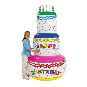 37" x 6 Ft. Jumbo Inflatable Vinyl Confetti Happy Birthday Cake