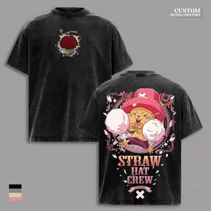 Tony Tony Chopper One Piece Vintage Washed Oversized T-Shirt – Cute Straw Hat Crew Doctor Chopperemon Anime Graphic Tee, Heavyweight Cotton Y2K Streetwear Unisex Manga Top Outfit Fan Gift Shirt