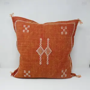 Orange Moroccan Cactus Sabra Silk Pillow