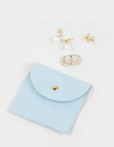 FULL TILT 3 Pack 14K Gold Dipped Heart Pearl Earrings