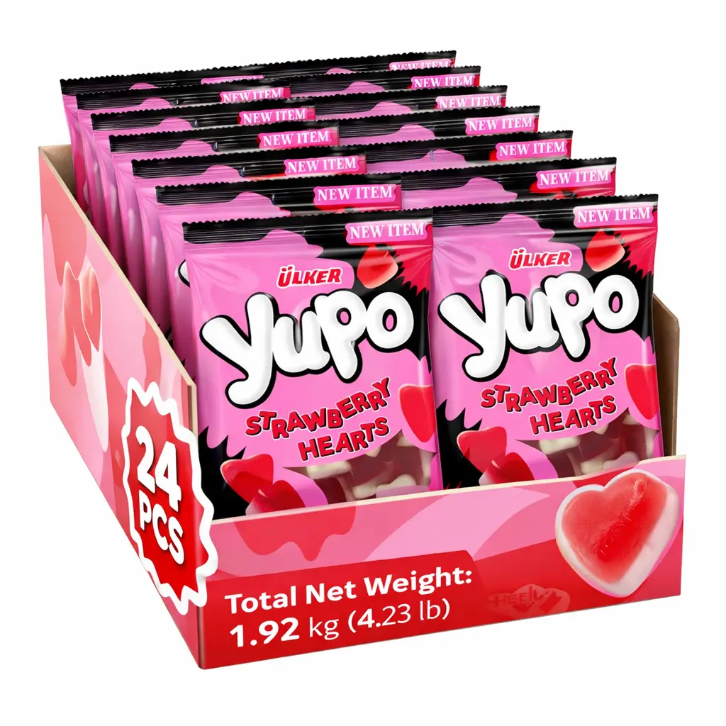 Strawberry Heart Shaped Jelly Candy | Bulk Pack 24 x 2.8 oz – Soft Chewy Candy Hearts - TikTok Viral