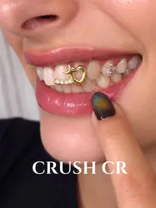 CRUSH CR Hip Hop Star & Heart Grillz, Gold/Silver Plated Iced-Out Teeth Caps, Bold Romantic Statement for Rappers, Studio Sessions, Concerts & Urban Streetwear