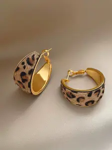 Vintage Elegant Flocked Leopard Print Hoop Earrings for Women, Unique Design Party Jewelry, Perfect for Gatherings and Events