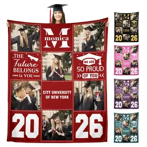 Custom Senior 2026 Graduation Gifts Blankets With Photos, Personalized Class Of 2026 Graduation Blankets, Customized Throw Blanket Graduation Gifts For Her Him High School College