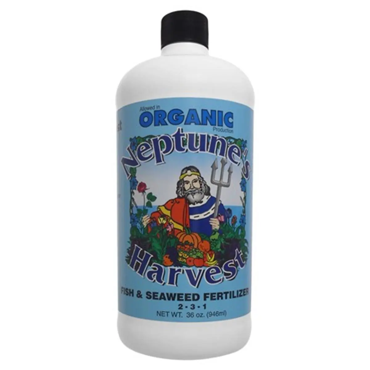 Neptune's Harvest Blue Label 36 oz Quart Hydrolyzed Fish Seaweed Organic Mix Liquid Fertilizer - Pack of 12, Vegetable Garden Fertilizers & Plant Food for Boost Yield