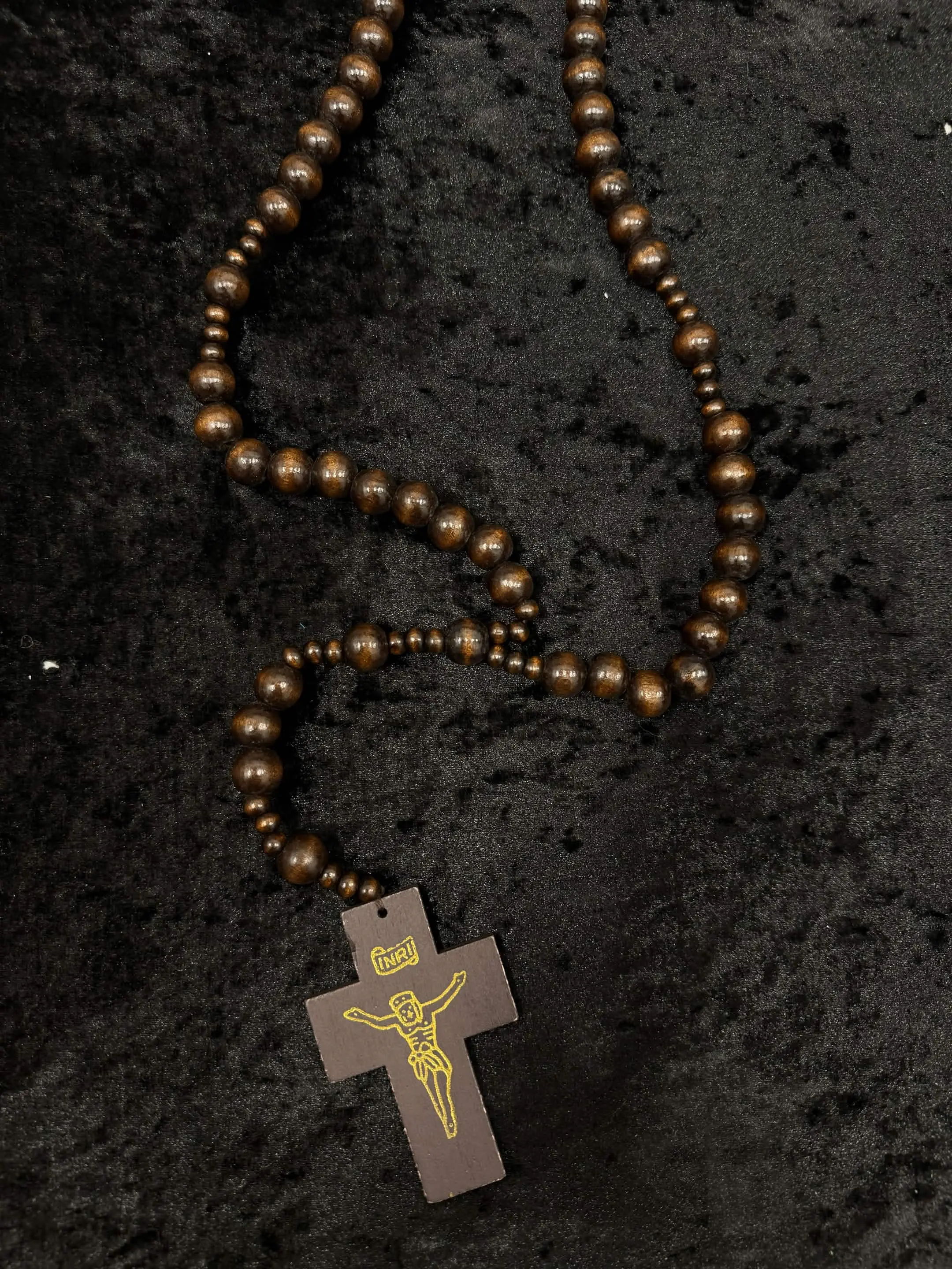 Beautiful Wood Brown Cross Rosary Pendant