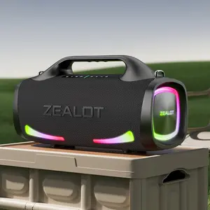 ZEALOT 100W Portable Bluetooth Speaker, Wireless Outdoor Speaker, Powerful Subwoofer with HiFi DSP Sound, IPX7 Waterproof & RGB Lights for Party, Camping, Poolside Fun