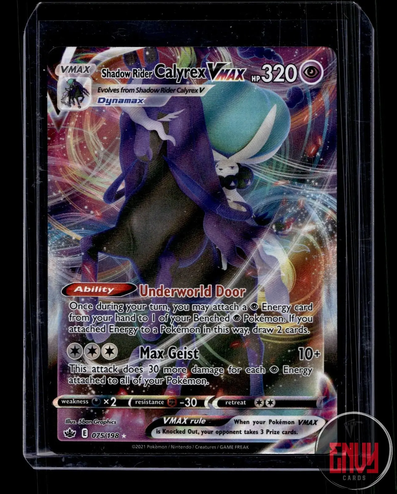 Shadow Rider Calyrex VMAX NM 075/198 VMAX Rare Chilling Reign Pokemon Holo