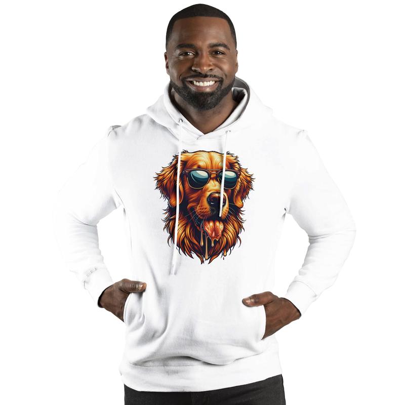 Cool Golden Dogo WIth Shades Ultimate Fleece Unisex Pullover Hoodie | Threadfast 320H